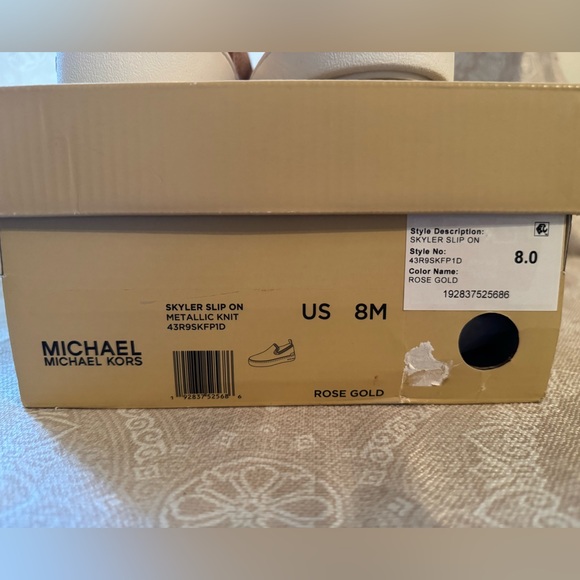 Michael Kors Rose Gold and White Slip-On Sneakers - Picture 5 of 6